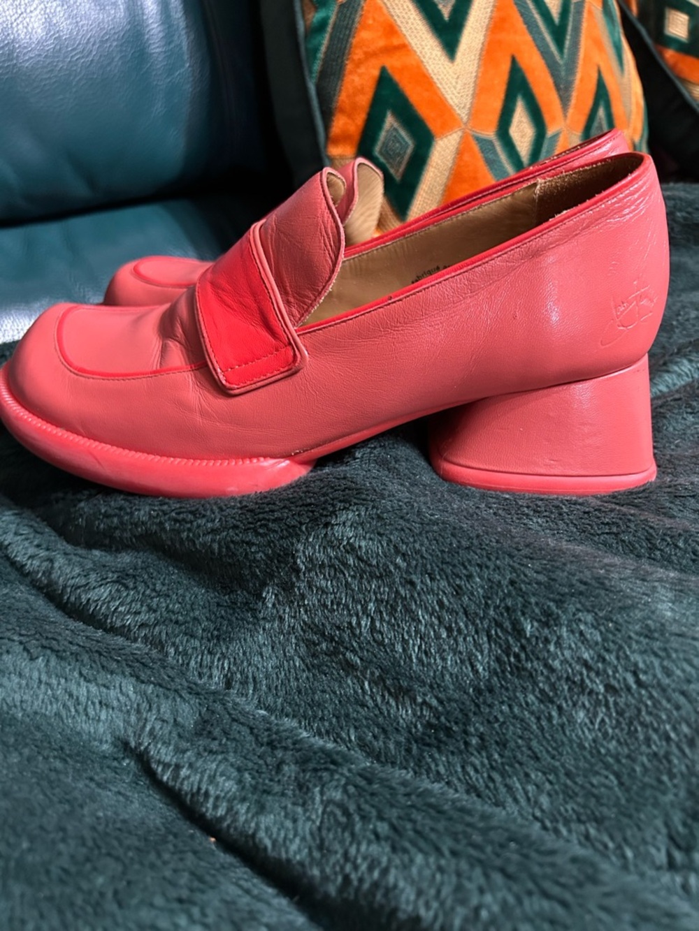John Fluevog women’s coral Leather Slip-On Penny Loafers - Picture 2 of 6